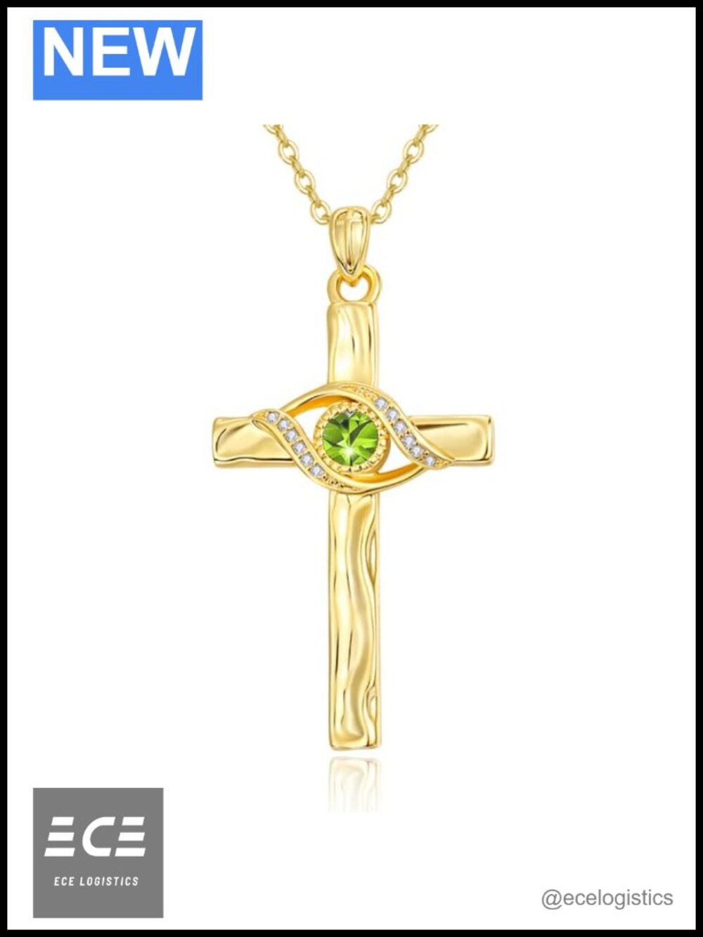 14K 18K Gold Plated Evil Eye Cross Necklace Garnet Birthstone Pendant